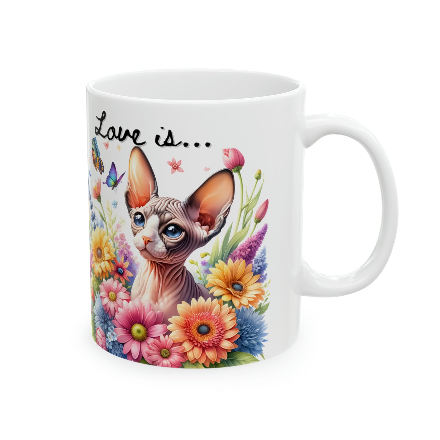 Love Is Sphynx cat Ceramic Mug - 11oz - EvoFash 