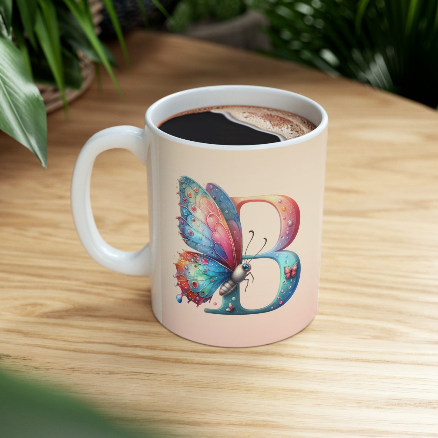 Blossoming Beauty: Charming Butterfly Letter B - Spring Mug