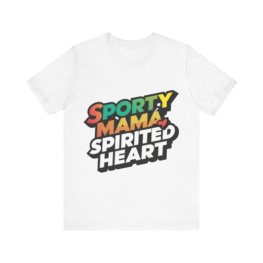 Sporty Mama Spirited Heart Jersey Short Sleeve Tee For Women