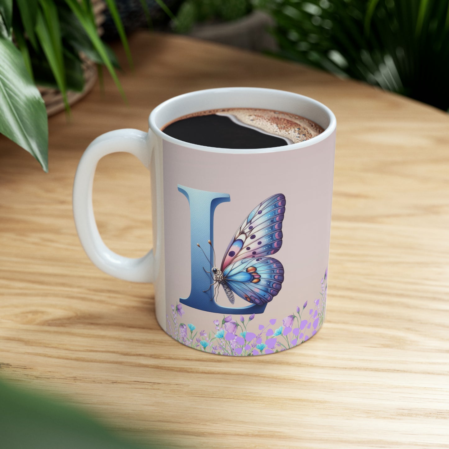 Lighthearted Spring: Lovely Butterfly Letter L - Spring Mug