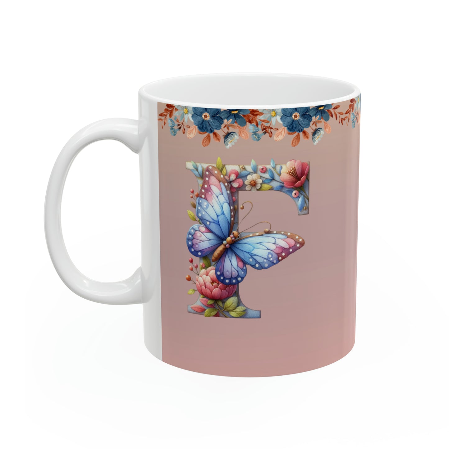 Fluttering into Spring: Fascinating Butterfly Letter F - Spring Mug