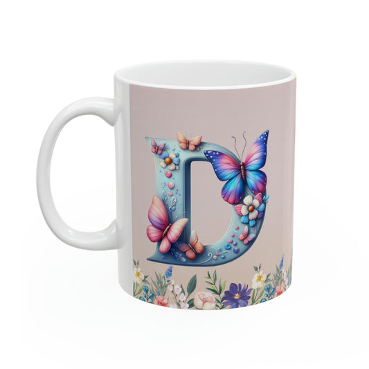 Delightfully Spring: Darling Butterfly Letter D - Spring Mug - EvoFash 