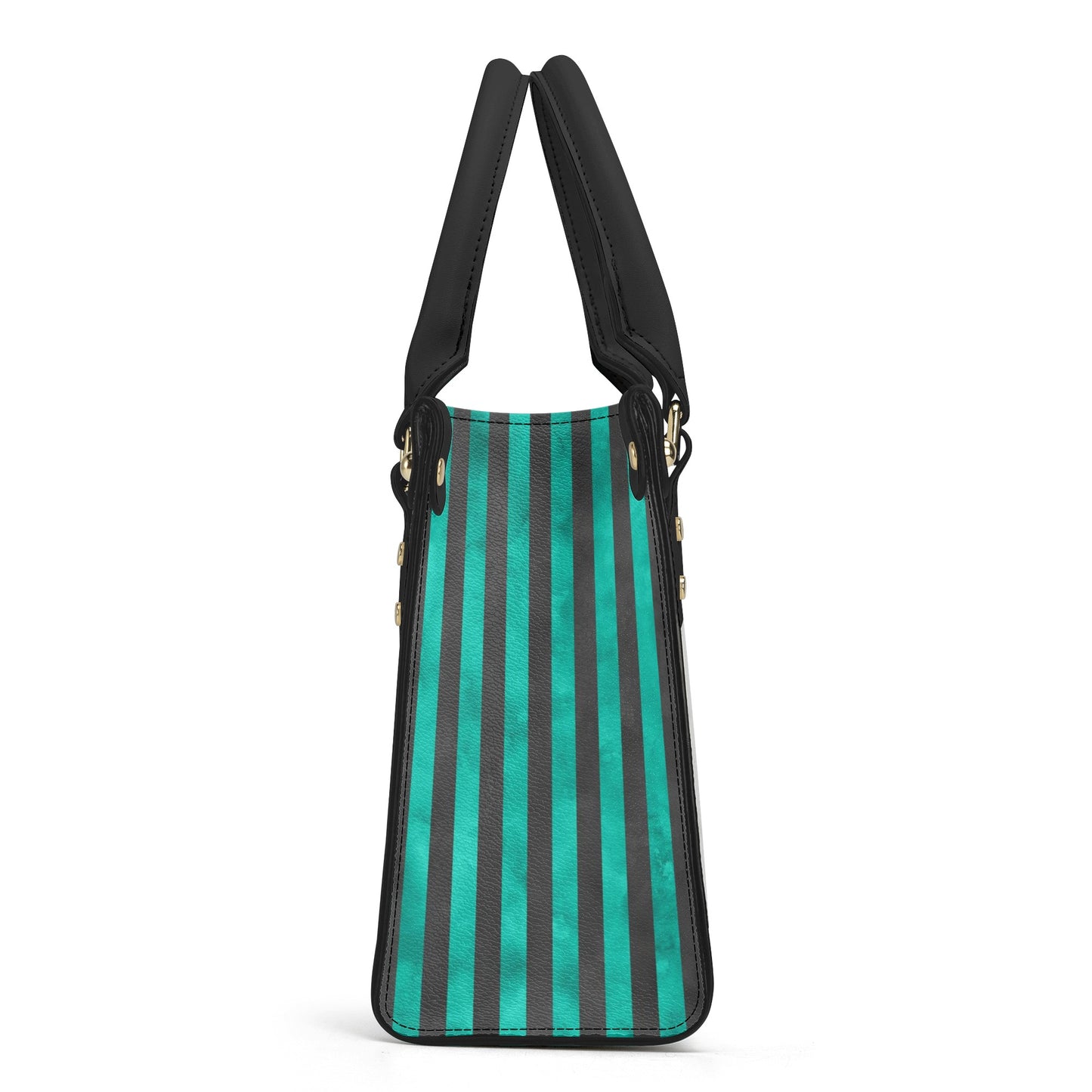 Green Striped Top Handle Women Handbag - EvoFash 