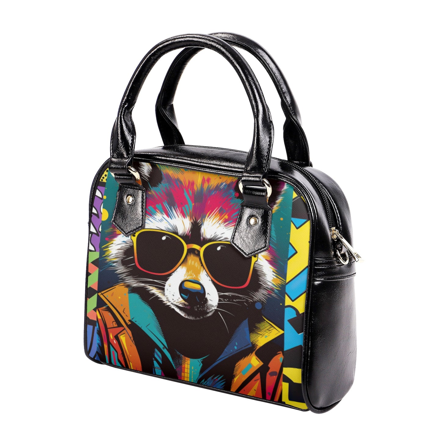 Pop Art Racoon Shoulder Handbag