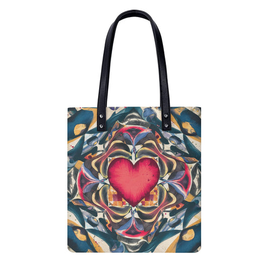 Heart with Puzzle Autism Awareness Tote Colorful Leather Handbag