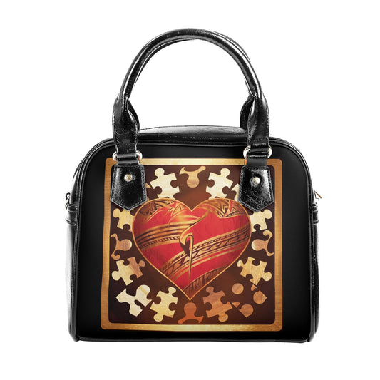 Austism Awareness Heart with Puzzle La chiquita Shoulder Handbag