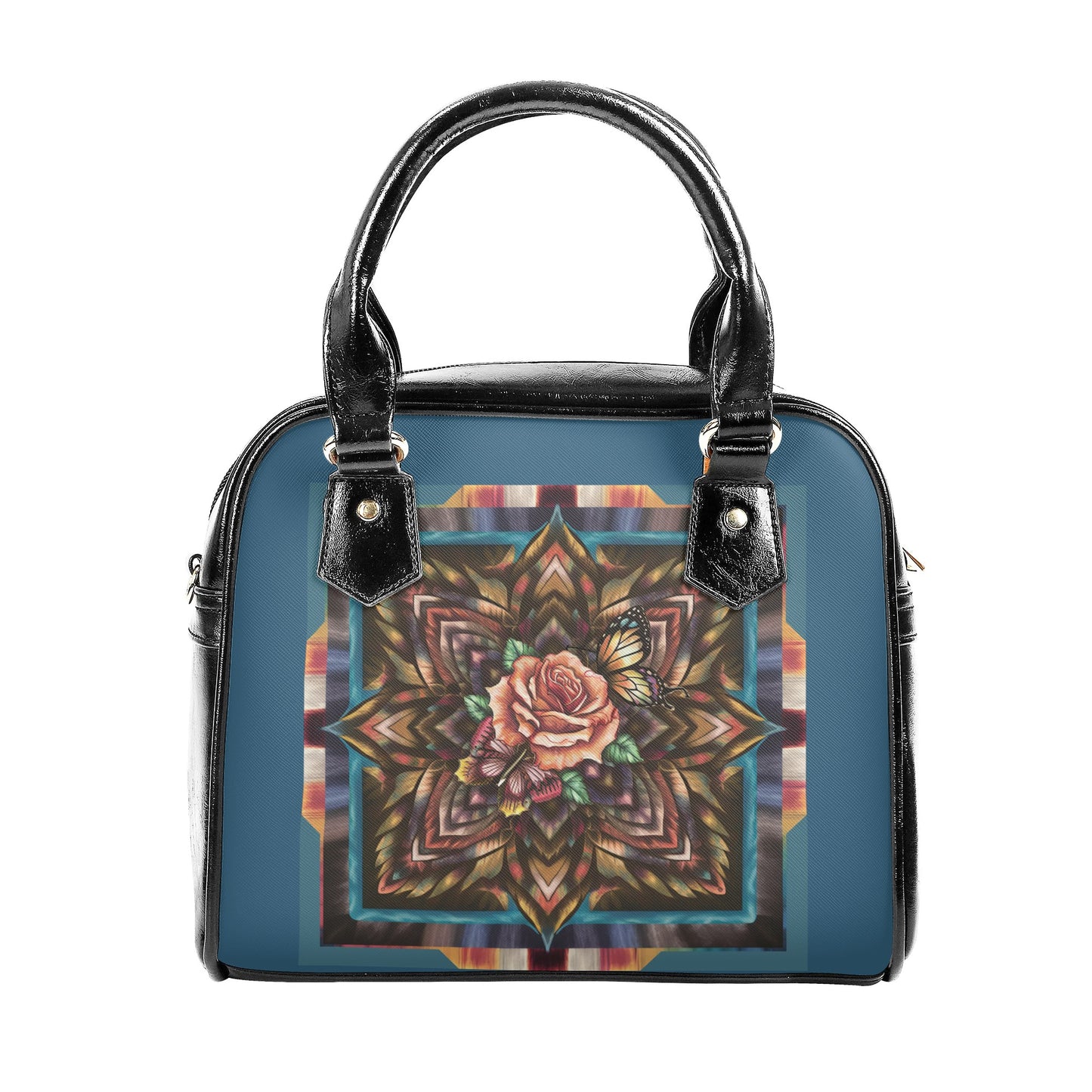 Tribal With Rose and Butterfly Pattern La Chiquita Shoulder Handbag