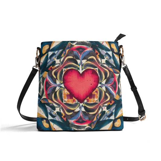 Heart with Puzzle Austism Awareness three PU Bucket Bag Shoulder Bag