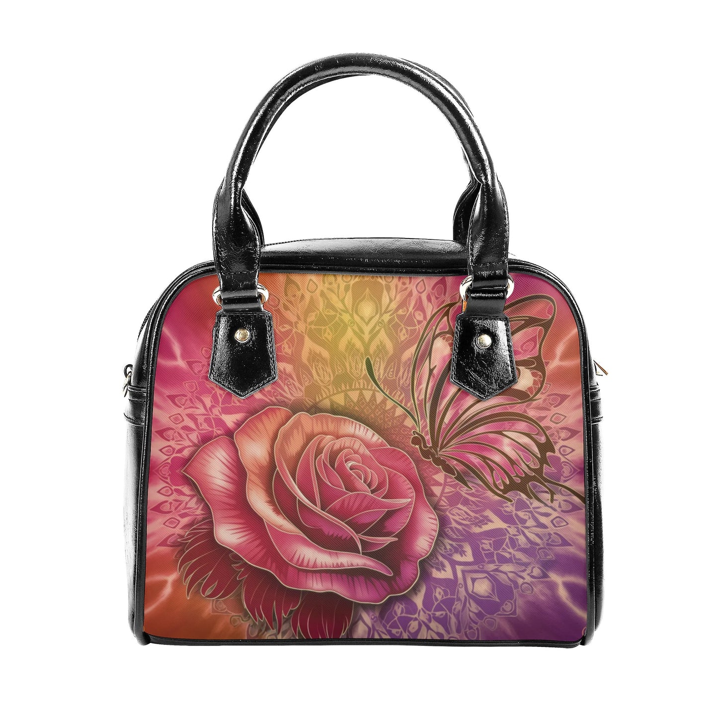 Watercolor Rose with Butterfly La Chiquita Shoulder Handbag - EvoFash 