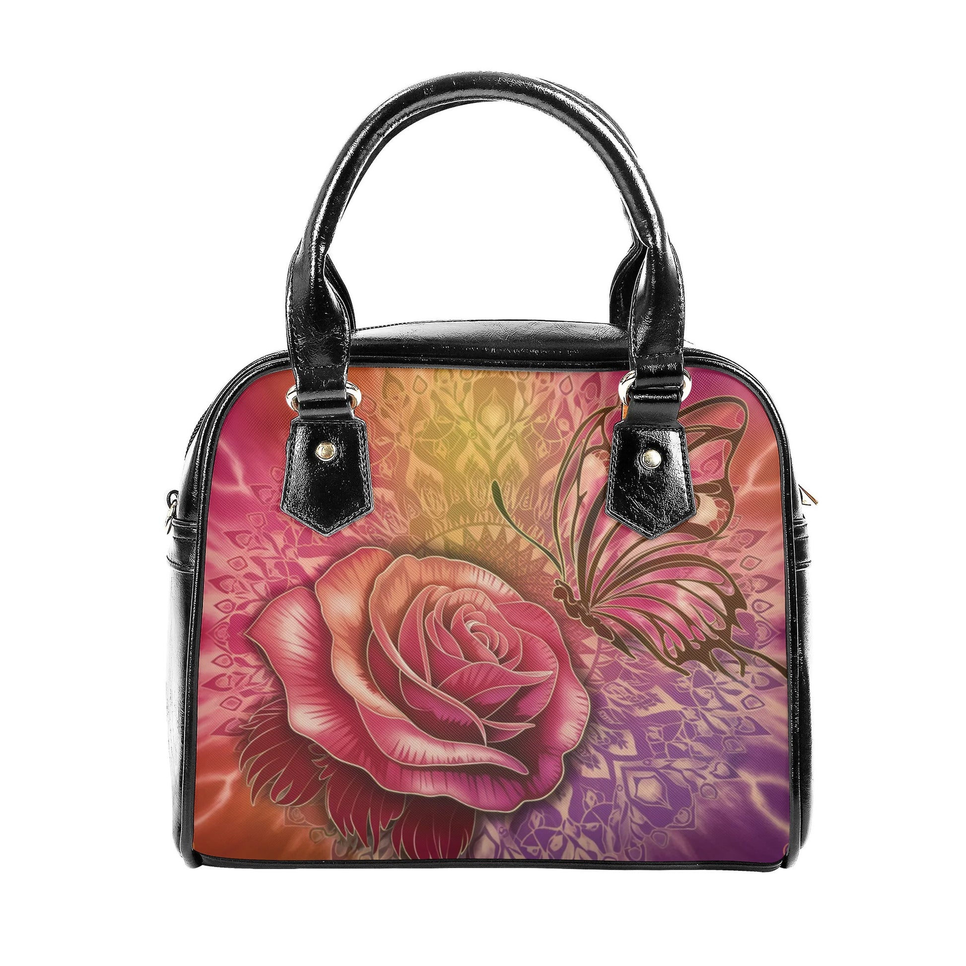 Watercolor Rose with Butterfly La Chiquita Shoulder Handbag - EvoFash 