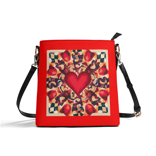 Heart with Puzzle Austism Awareness two  PU Bucket Bag Shoulder Bag