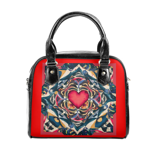 Austism Awareness Heart with Puzzle three La chiquita  Shoulder Handbag