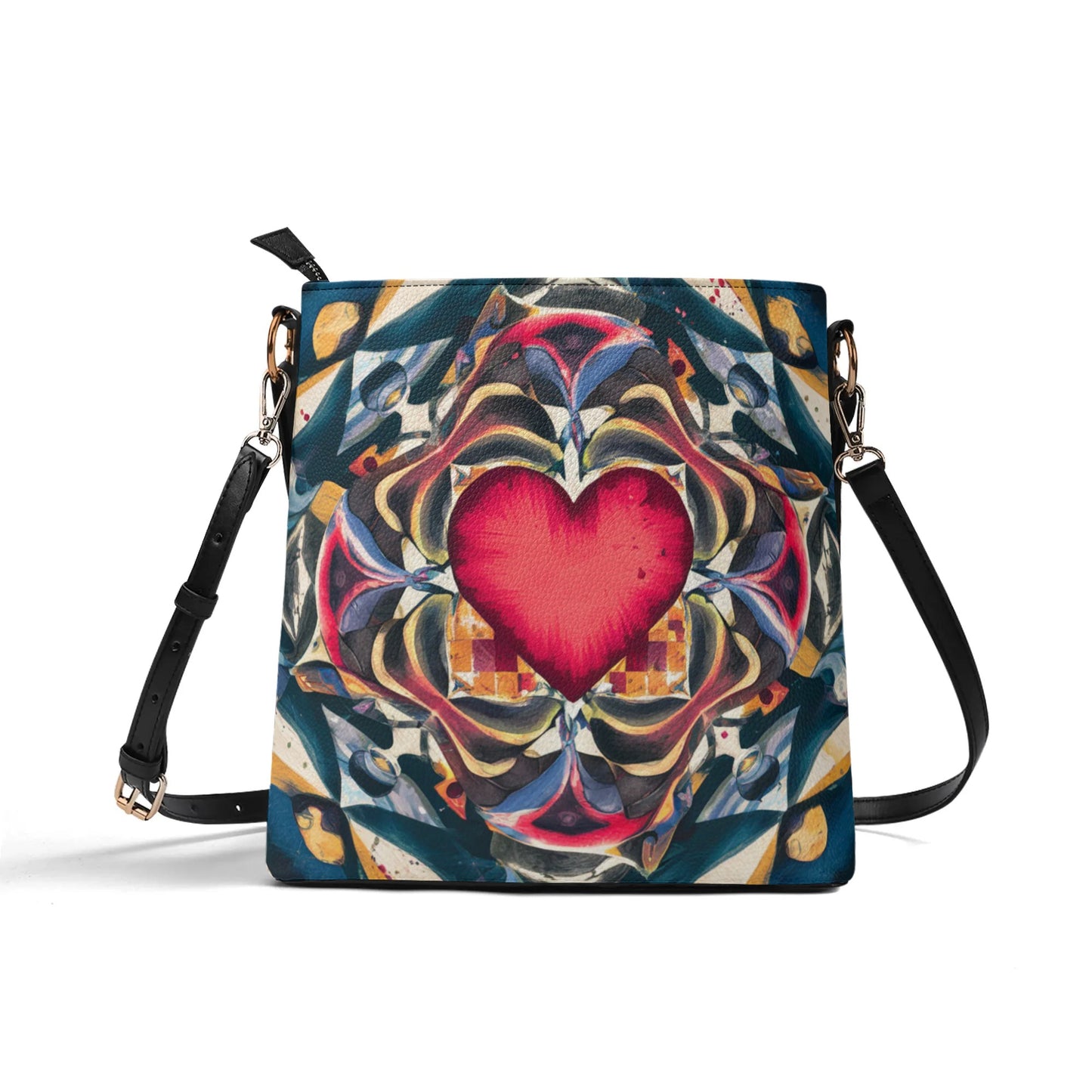 Heart with Puzzle Austism Awareness three PU Bucket Bag Shoulder Bag