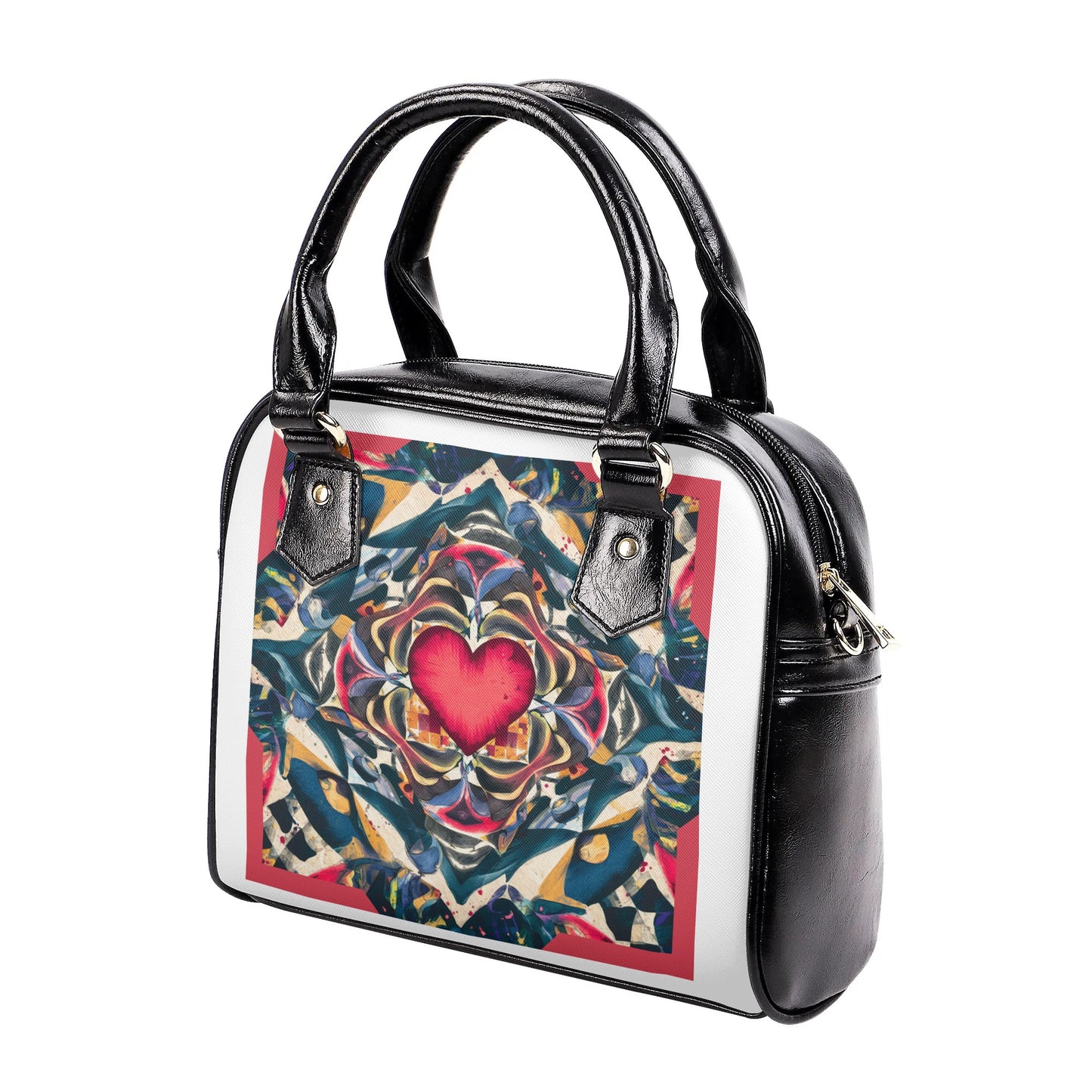 Austism Awareness Heart with Puzzle three La chiquita  Shoulder Handbag