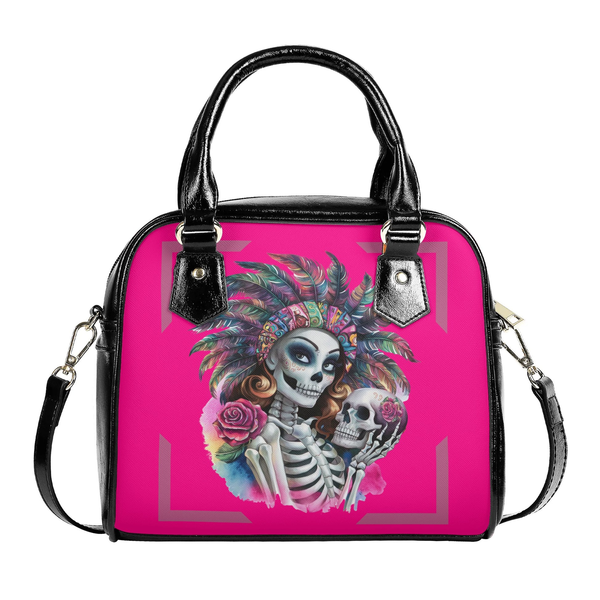 Tribal Colorful watercolor women Skeleton La Chiquita Shoulder Handbag - EvoFash 