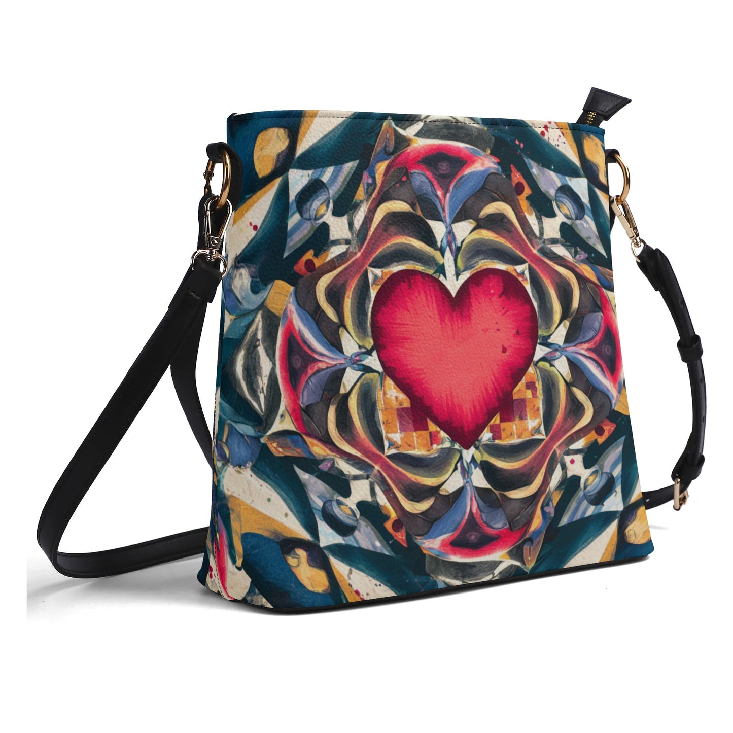 Heart with Puzzle Austism Awareness three PU Bucket Bag Shoulder Bag