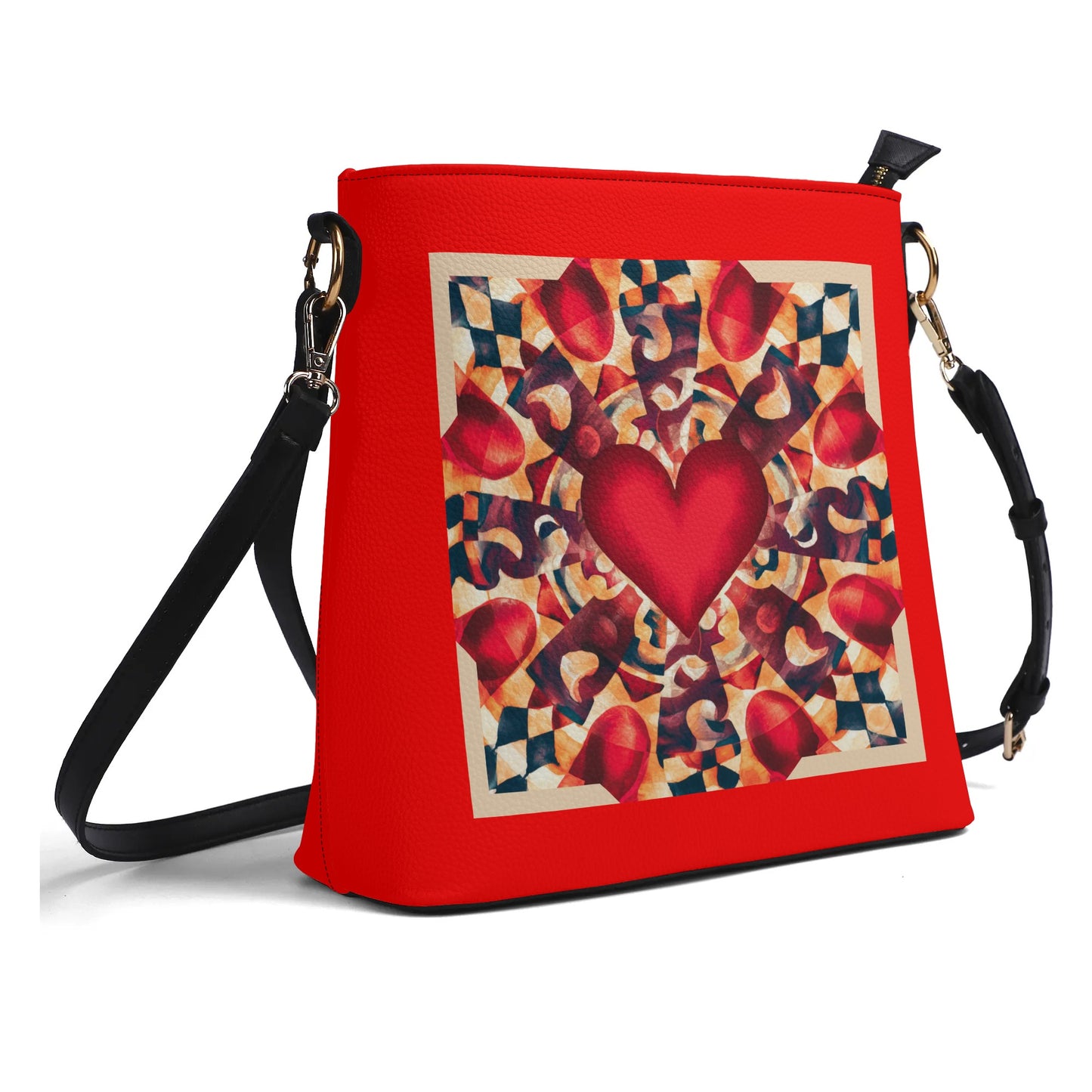 Heart with Puzzle Austism Awareness two  PU Bucket Bag Shoulder Bag