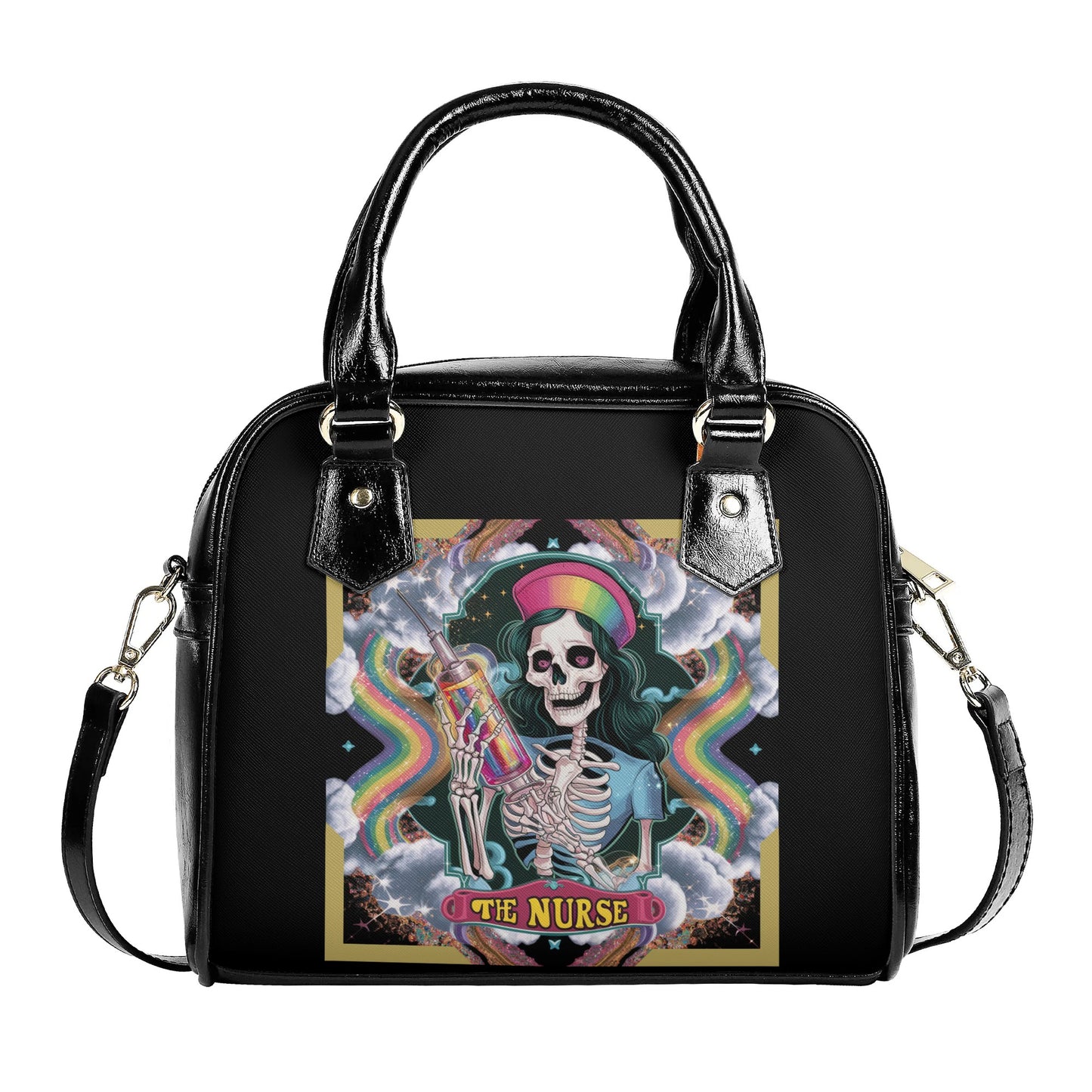 The Nurse Skeleton Colorful La Chiquita Shoulder Handbag - EvoFash 