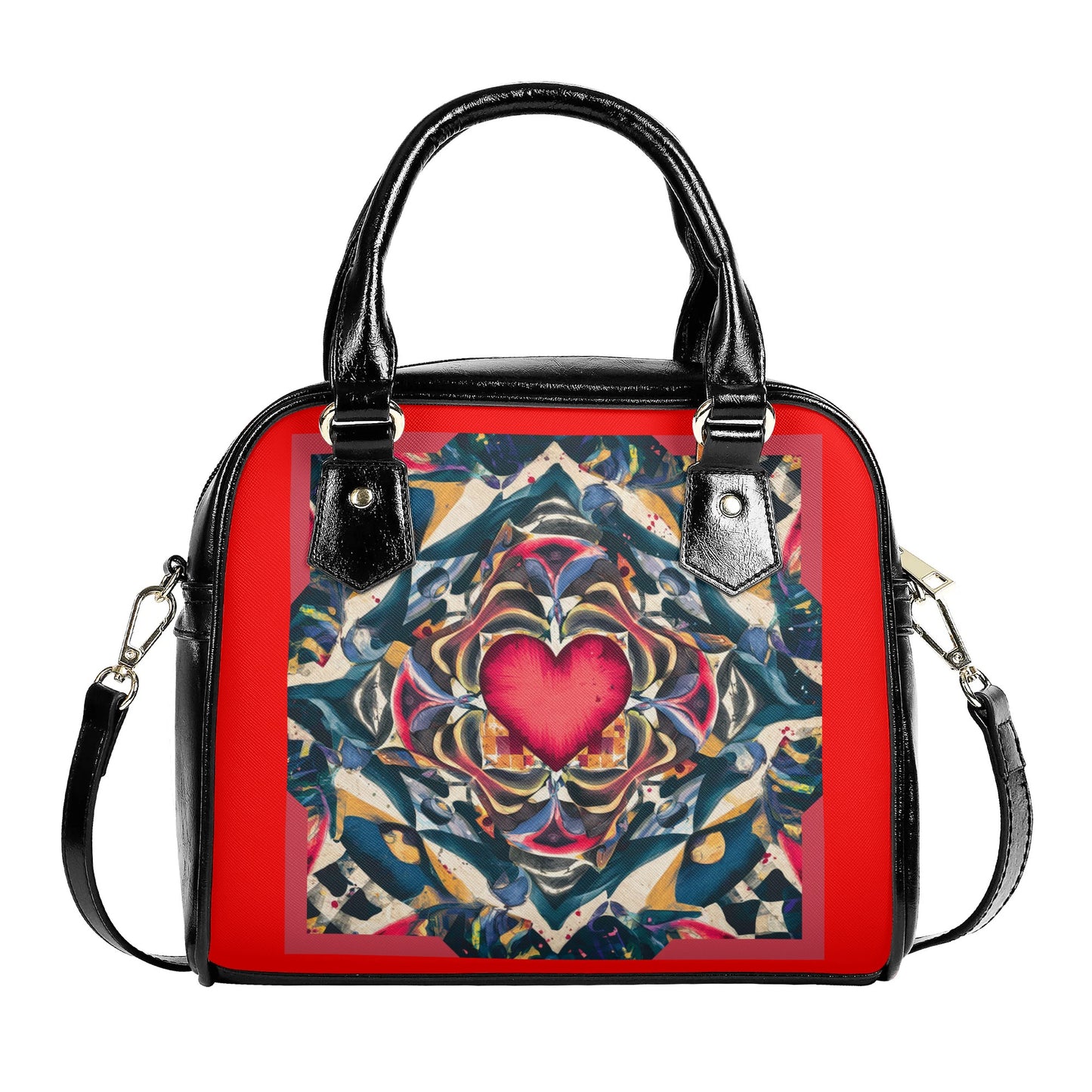 Austism Awareness Heart with Puzzle three La chiquita  Shoulder Handbag