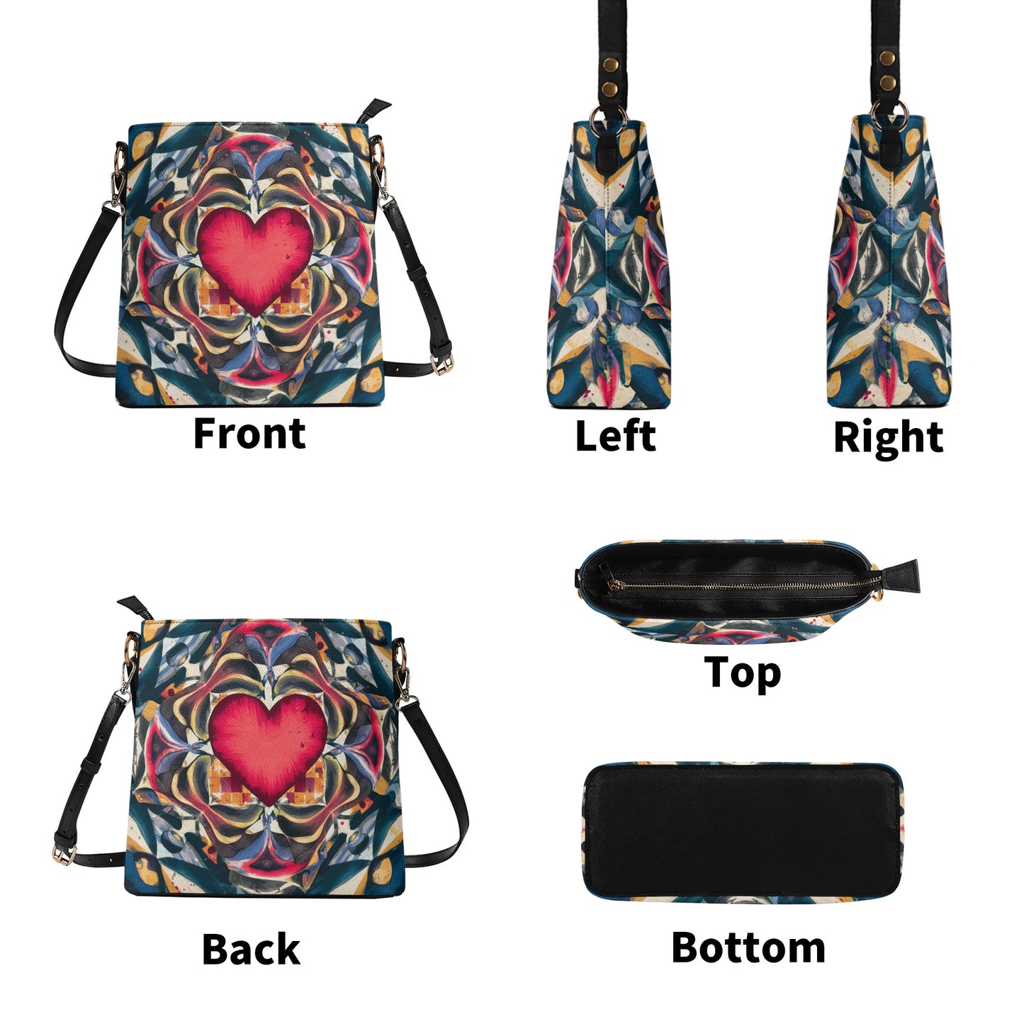 Heart with Puzzle Austism Awareness three PU Bucket Bag Shoulder Bag