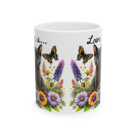 Botanical Cat Is My Love Ceramic Mug - 11oz - EvoFash 