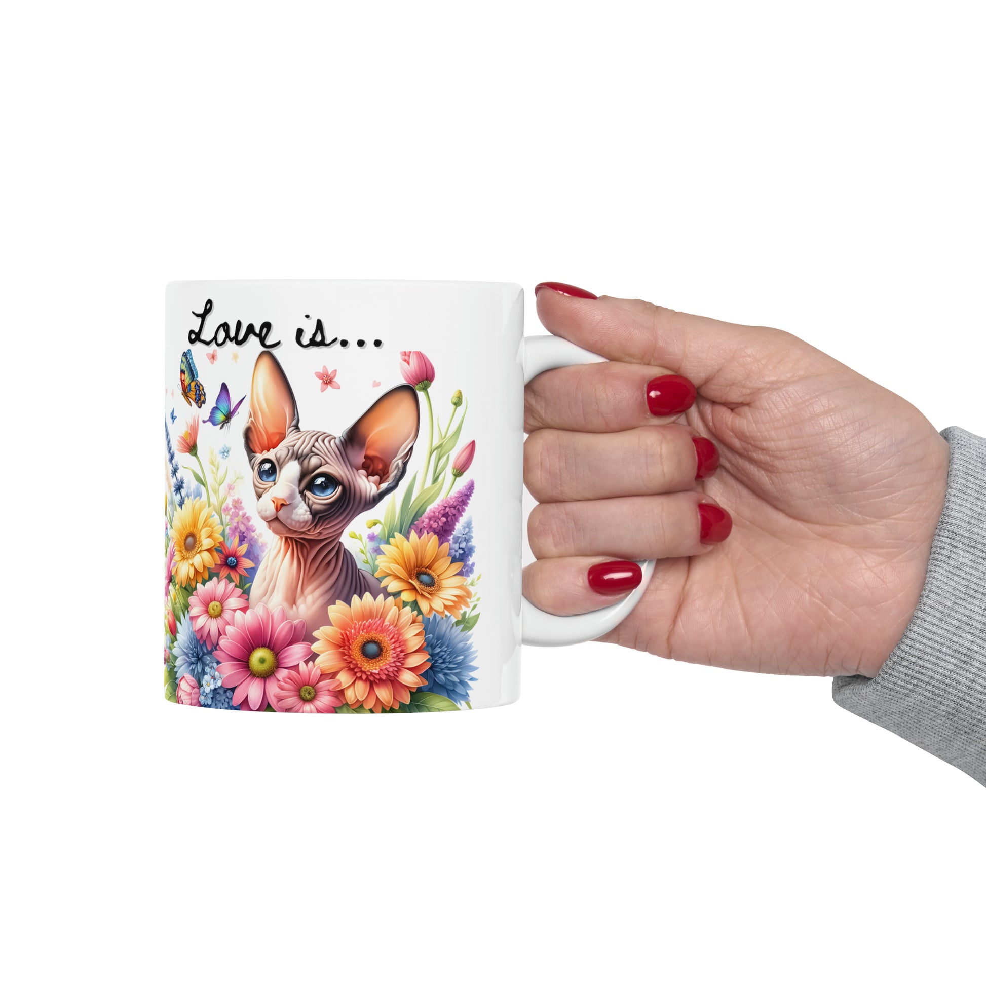 Love Is Sphynx cat Ceramic Mug - 11oz - EvoFash 