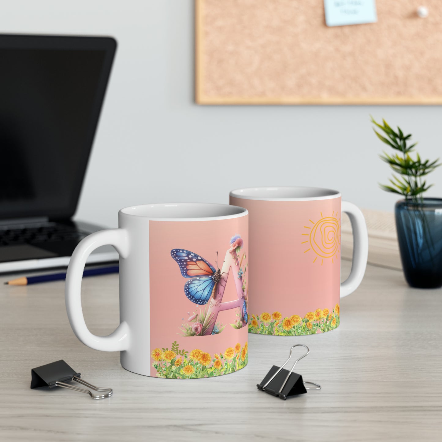 Fluttering into Spring: Adorable Butterfly Letter A - Spring Mug