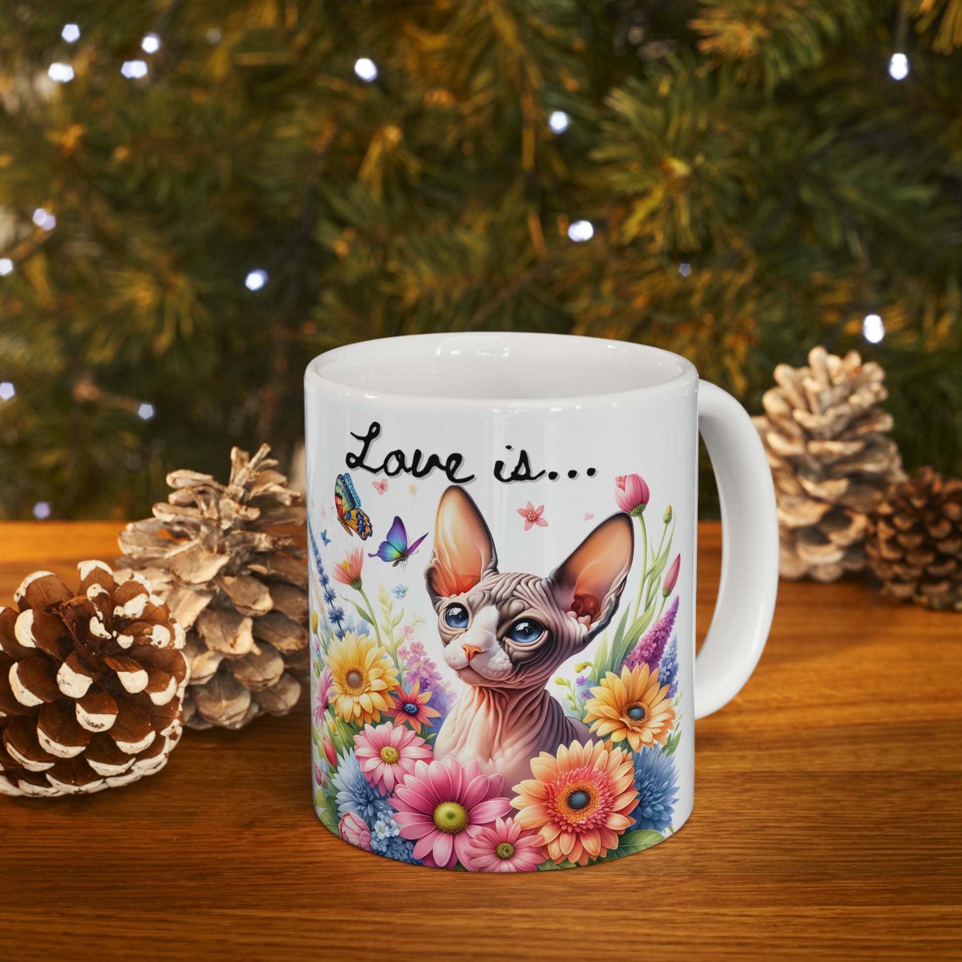 Love Is Sphynx cat Ceramic Mug - 11oz - EvoFash 