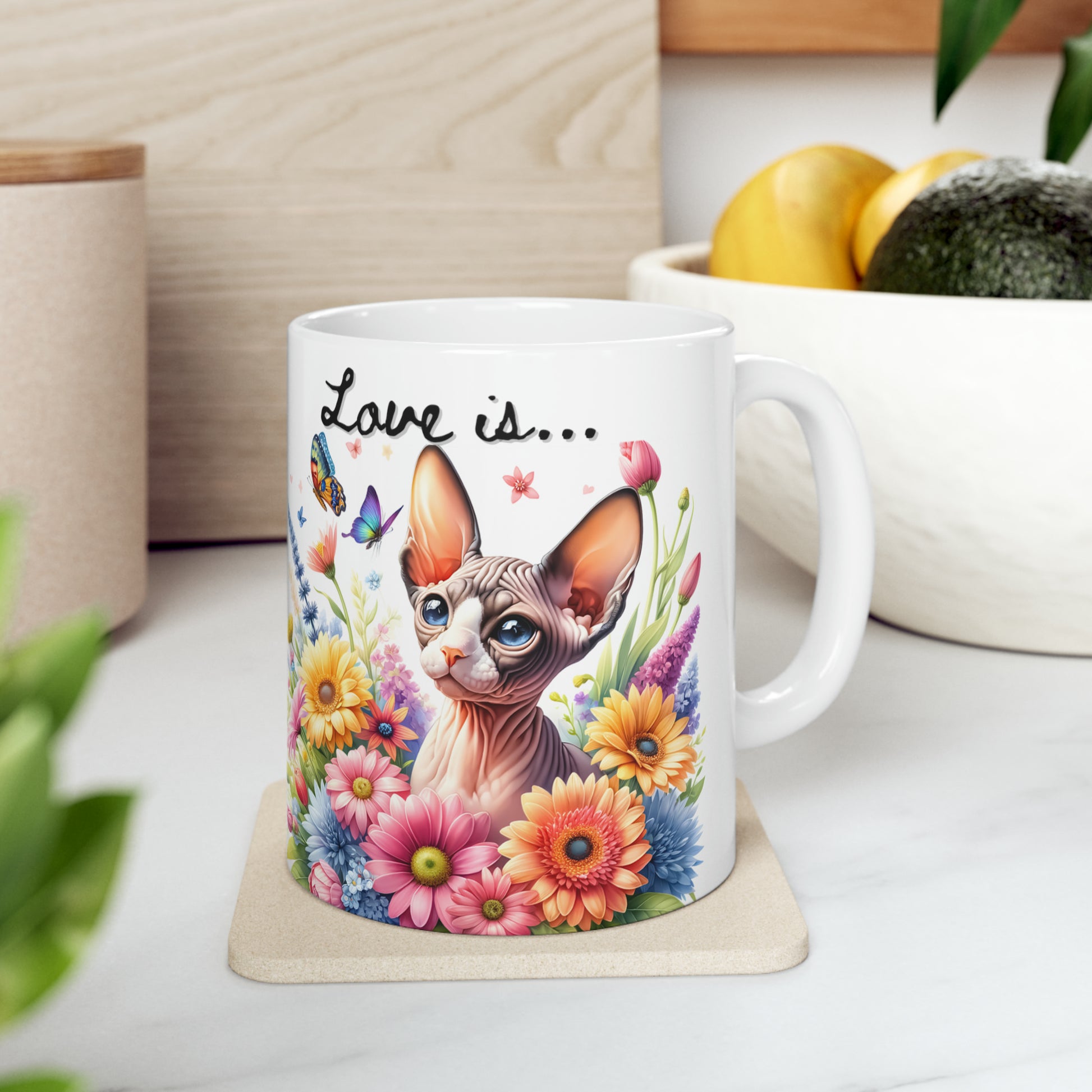 Love Is Sphynx cat Ceramic Mug - 11oz - EvoFash 