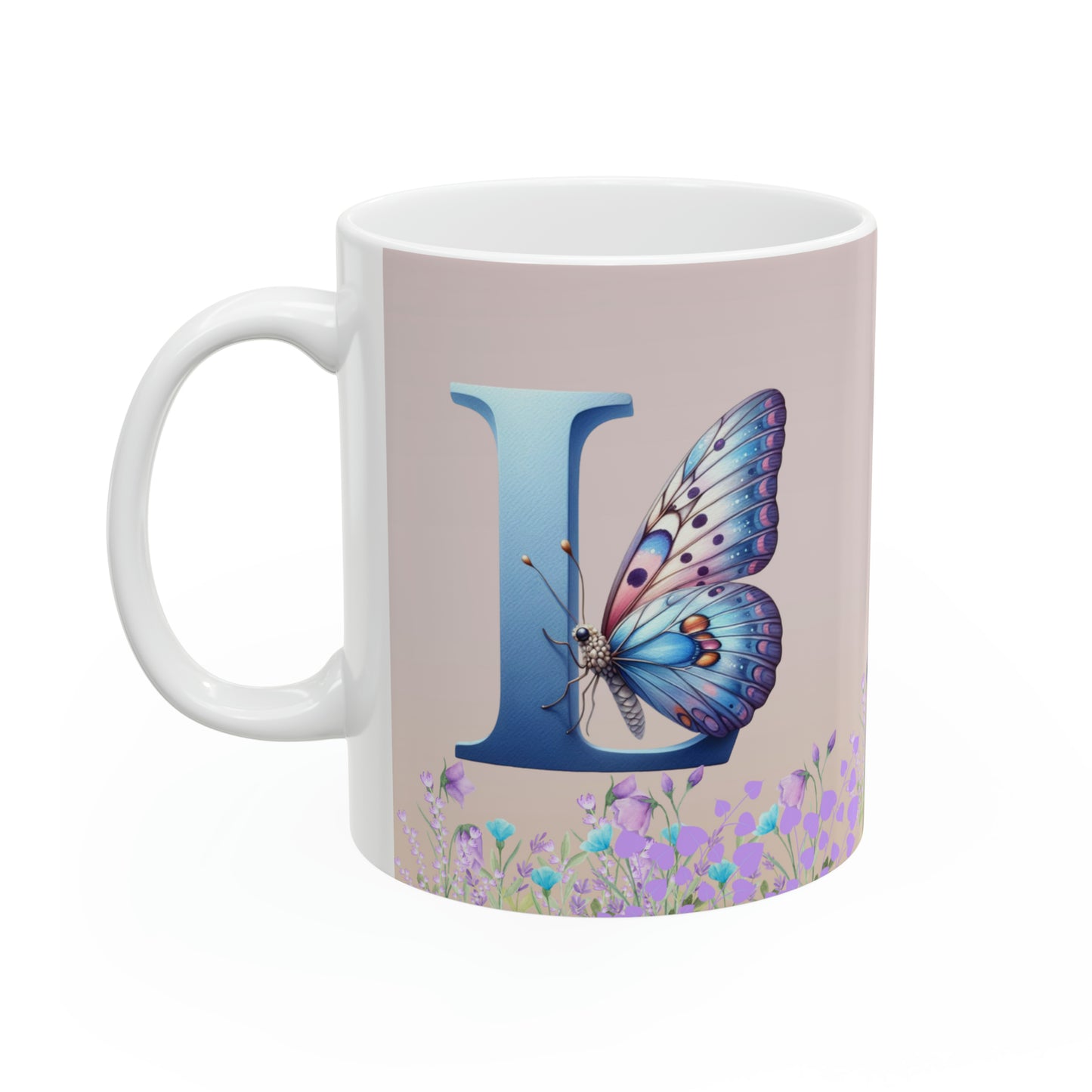 Lighthearted Spring: Lovely Butterfly Letter L - Spring Mug