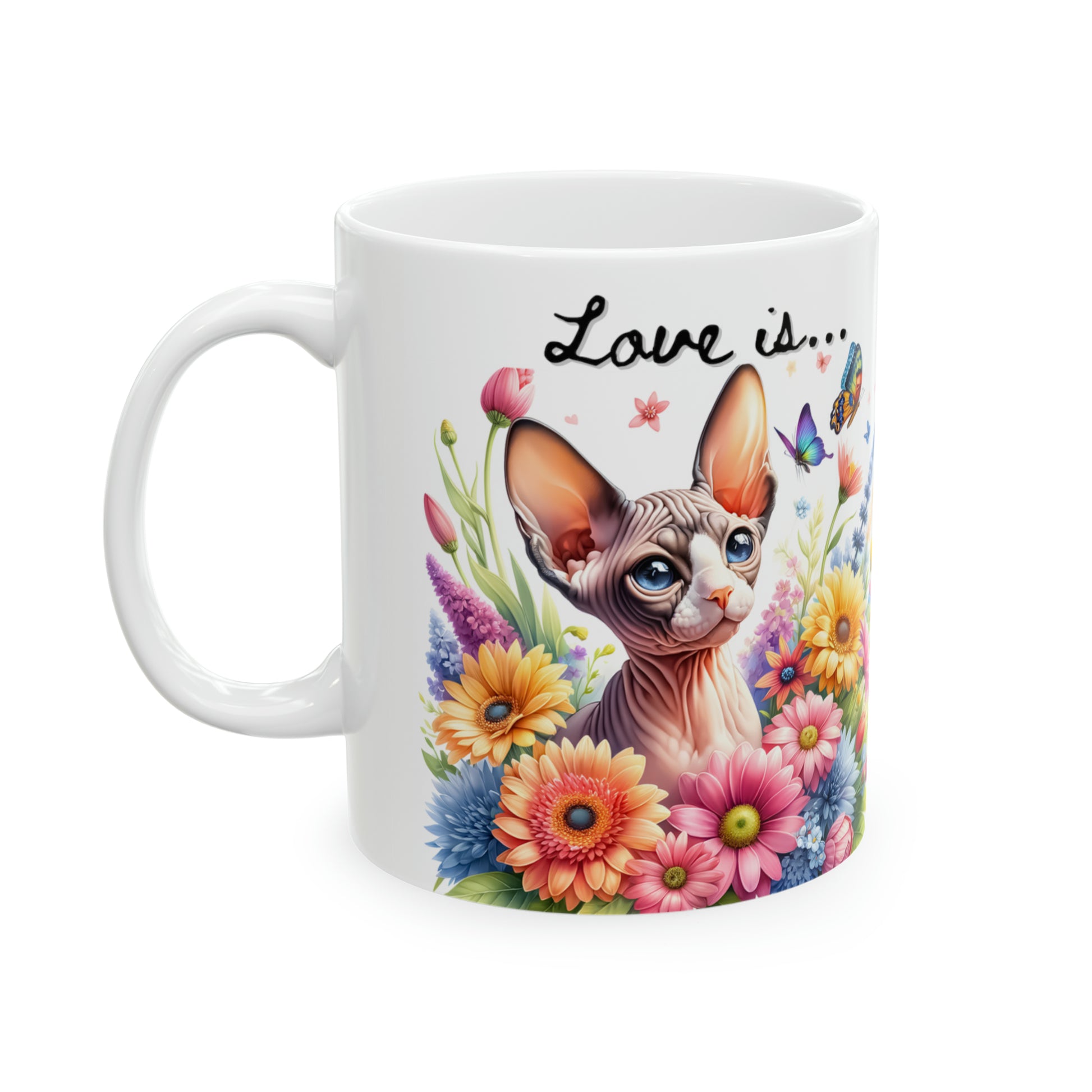 Love Is Sphynx cat Ceramic Mug - 11oz - EvoFash 