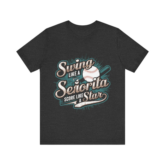 Swing Like Senorita Score Like Star Jersey Short Sleeve Tee For Women - EvoFash 