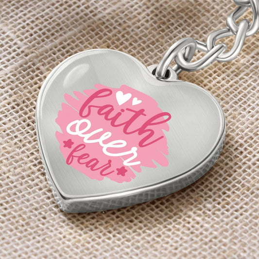 Faith Over Fear Heart with Curb Keychain - EvoFash 