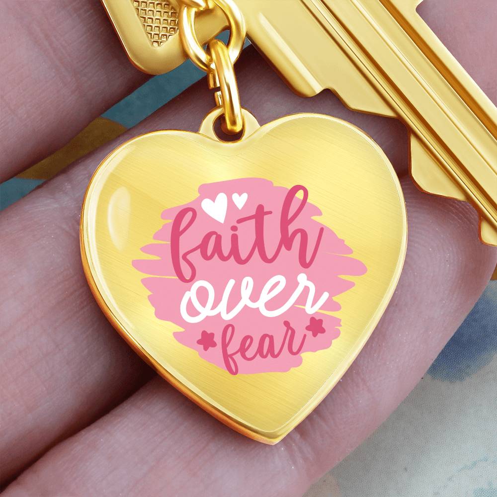 Faith Over Fear Heart with Curb Keychain - EvoFash 