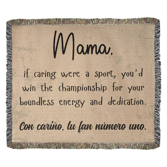 Mama If Caring were a sport, Mom Guft, Wooven Blanket - EvoFash 