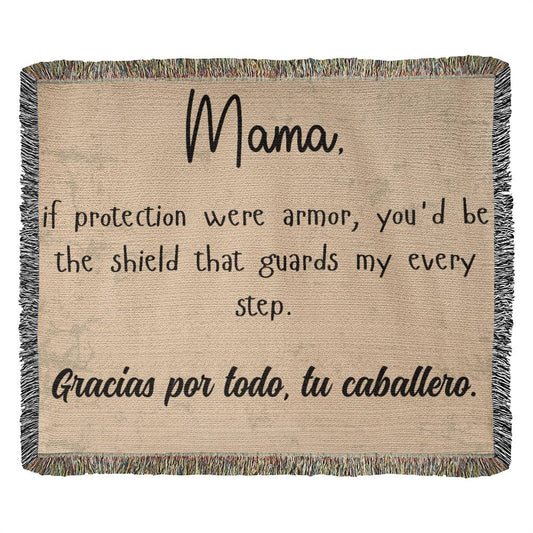 Mama if protection were armor, you'd be, Mom Gift, Wooven Blanket - EvoFash 