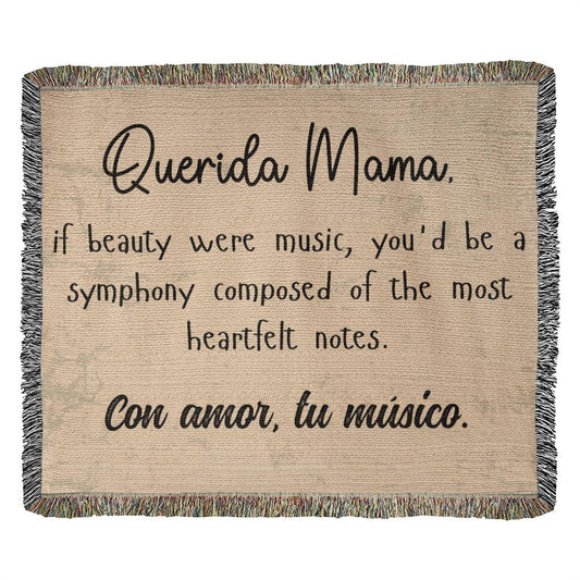 Querida Mama If beauty were music, Mama Gift,  Wooven Blanket - EvoFash 