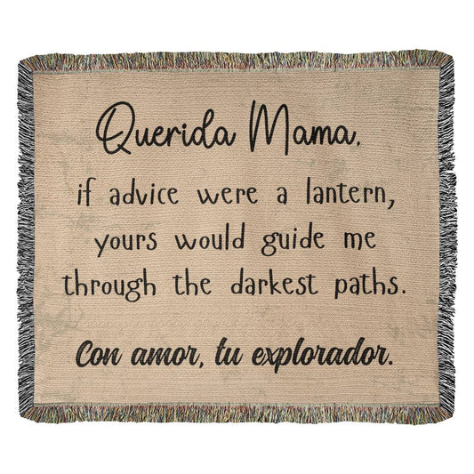 Querida Mama if advice were a lantern, Mom gift,  Wooven Blanket - EvoFash 