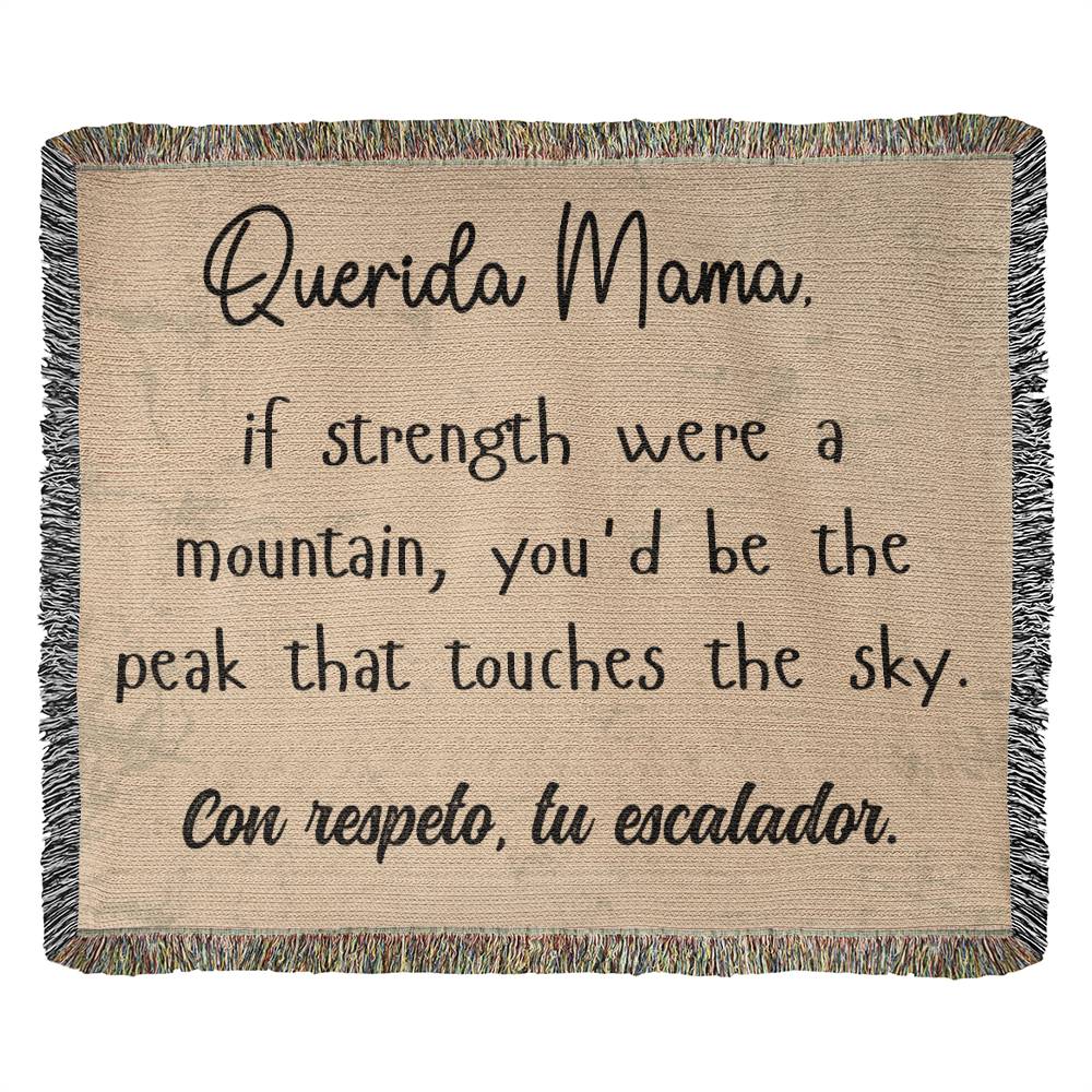 Querida Mama if strenght were a mountain, Mom Gift, Wooven Blanket - EvoFash 