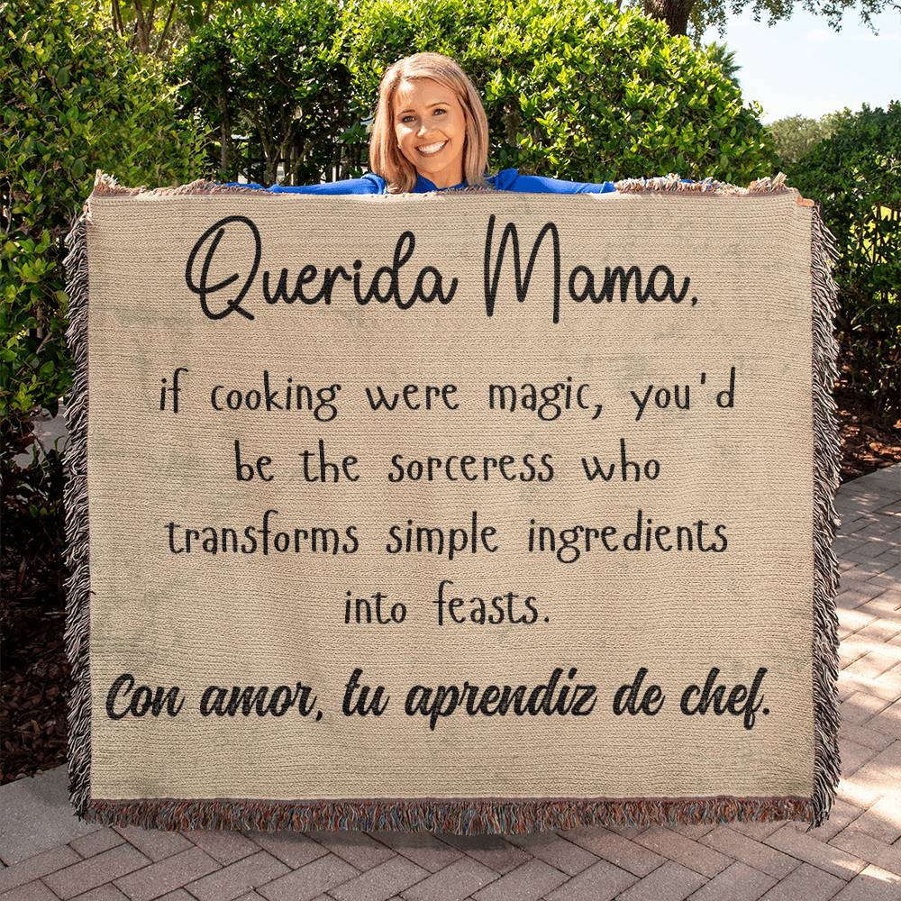 Querida Mama, if cooking were magic, mom gift, Wooven Blanket - EvoFash 