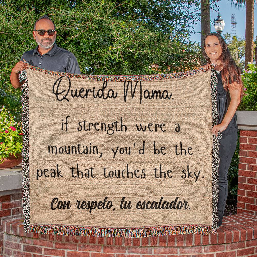 Querida Mama if strenght were a mountain, Mom Gift, Wooven Blanket - EvoFash 